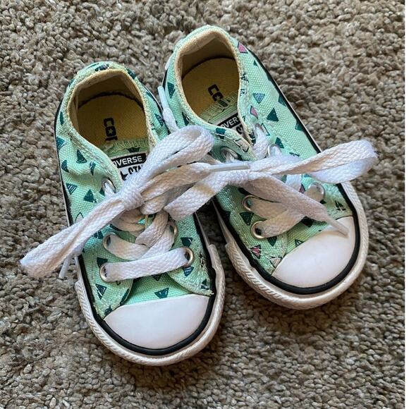 Converse Other - Girls Teal With Green Triangle Size 3 Converse
